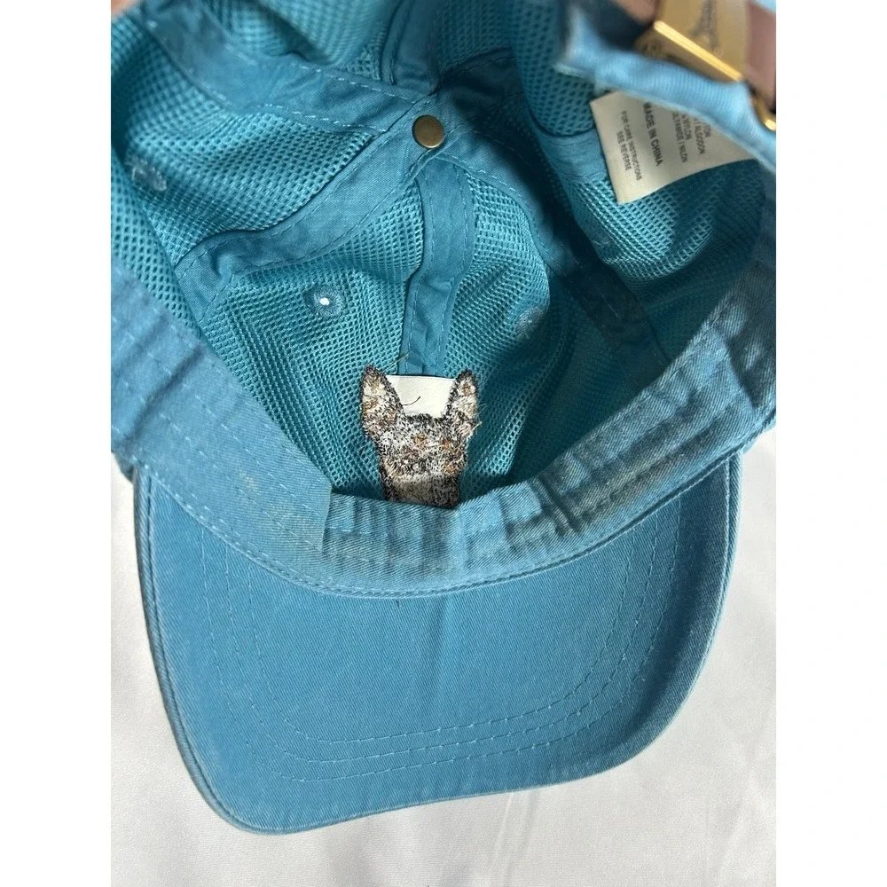 Miniature Pincher Embroidered Cap Cotton Adam Pigment Dyed Turquoise Pet Lover